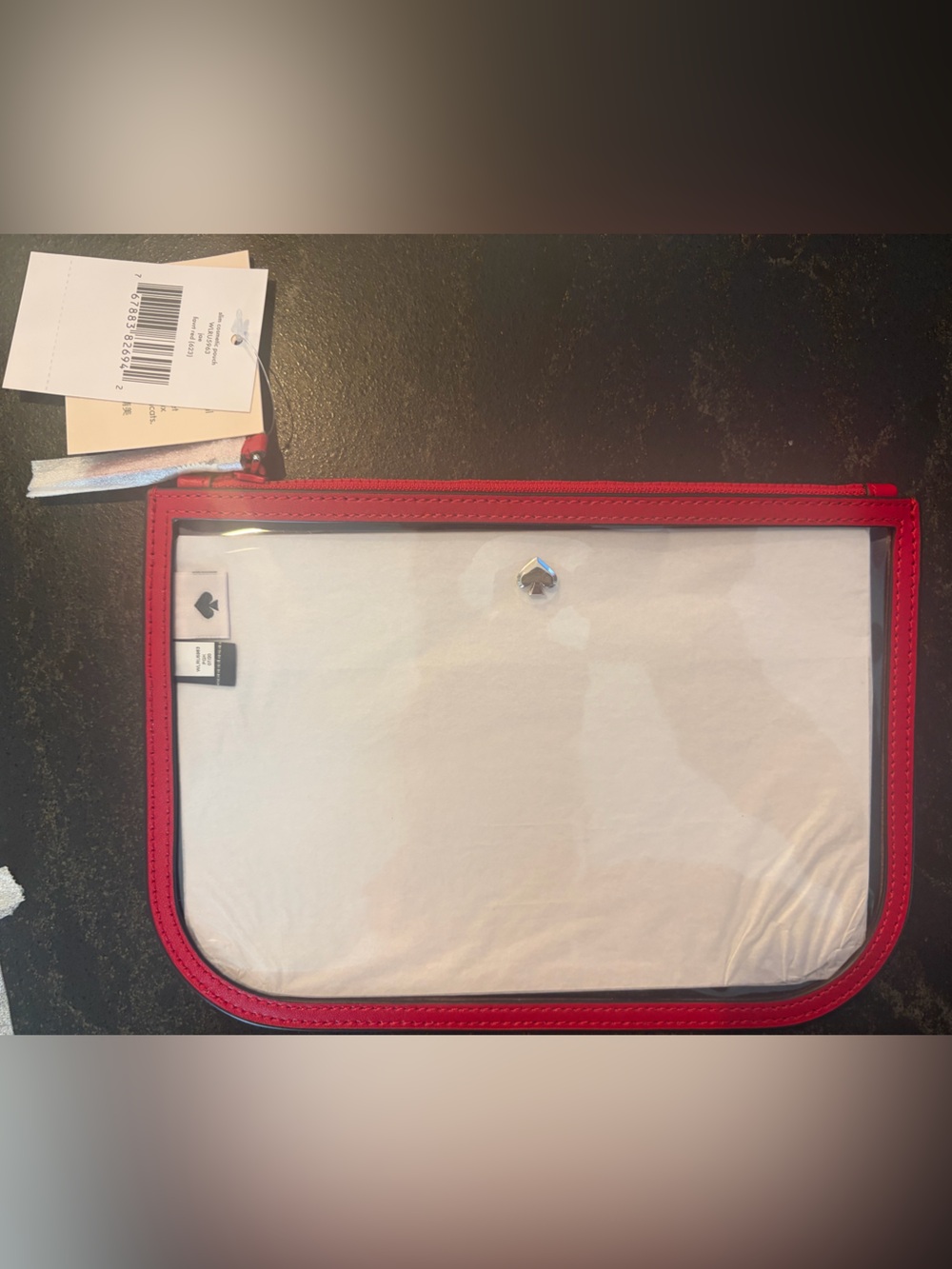 Kate Spade Clear & Red Cosmetic Pouch Bag